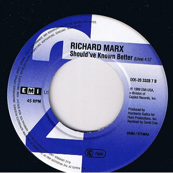 Richard Marx : Satisfied (7", Single)