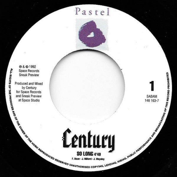 Century - So Long (7", Single) - De Platen Aap – Vinylwinkel in Brielle & online webshop voor muziekliefhebbers