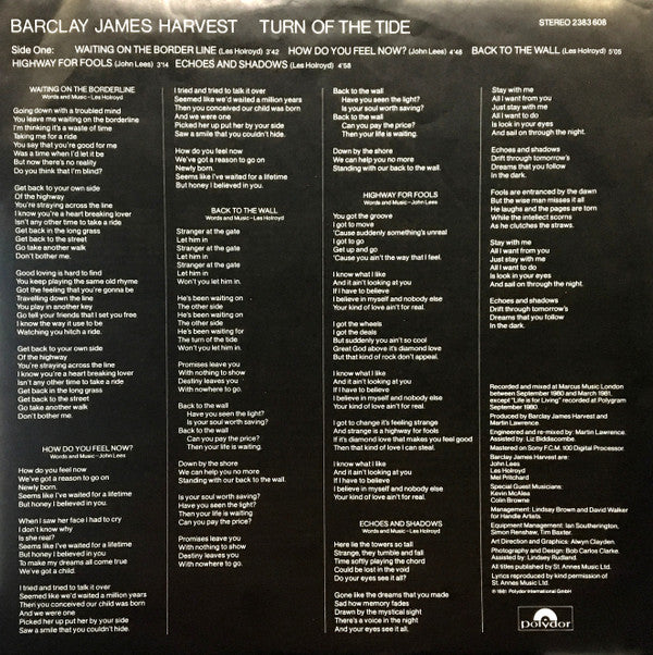 Barclay James Harvest : Turn Of The Tide (LP, Album)
