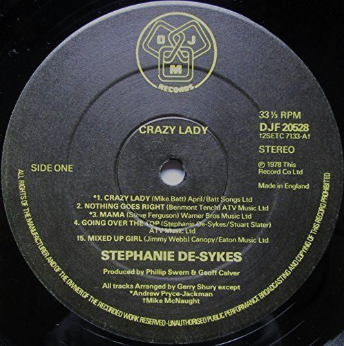 Stephanie De-Sykes : Crazy Lady (LP)