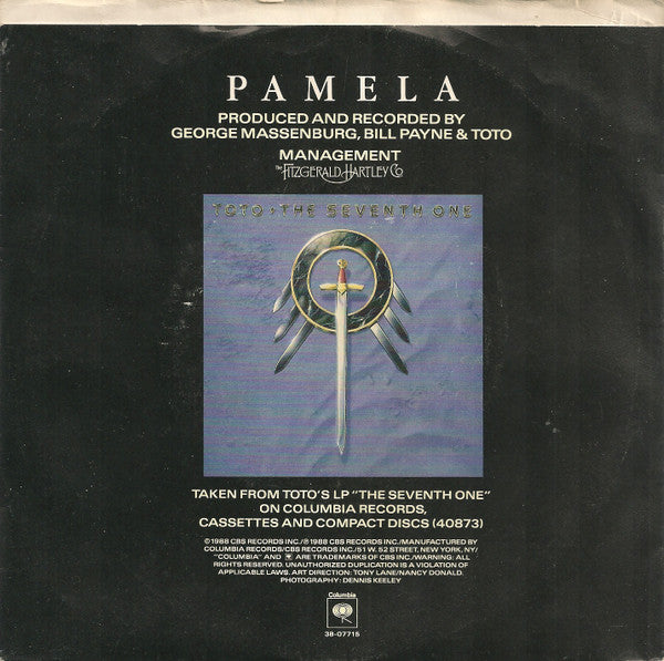 Toto : Pamela (7", Single, Car)