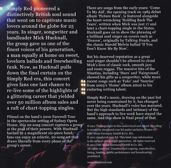 Simply Red : Farewell (Live In Concert At Sydney Opera House) (DVD-V, Multichannel, NTSC + CD, Album)