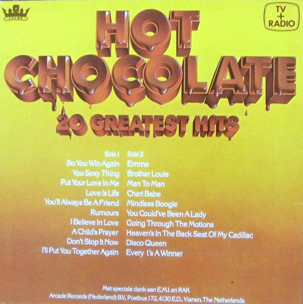 Hot Chocolate : 20 Greatest Hits (LP, Comp)