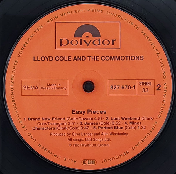 Lloyd Cole & The Commotions : Easy Pieces (LP, Album)