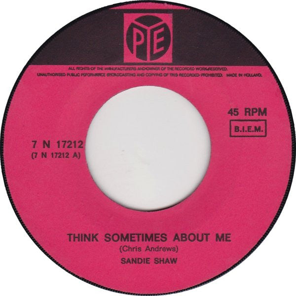 Sandie Shaw : Think Sometimes About Me (7", Single)
