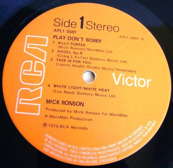 Mick Ronson : Play Don't Worry (LP, Album, Gat)