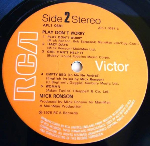 Mick Ronson : Play Don't Worry (LP, Album, Gat)