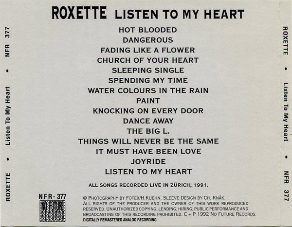 Roxette - Listen To My Heart (CD, Comp, Unofficial) - De Platen Aap – Vinylwinkel in Brielle & online webshop voor muziekliefhebbers