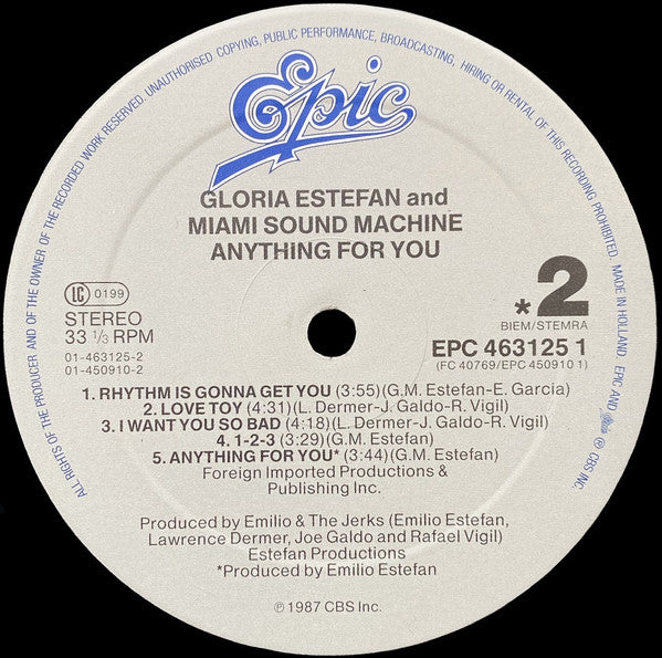 Gloria Estefan And Miami Sound Machine* : Anything For You (LP, Album)