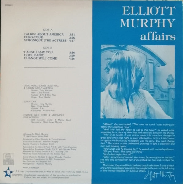 Elliott Murphy : Affairs (12", MiniAlbum)
