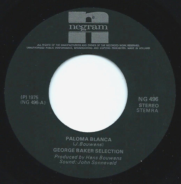 George Baker Selection - Paloma Blanca (7", Single, Sil) - De Platen Aap – Vinylwinkel in Brielle & online webshop voor muziekliefhebbers