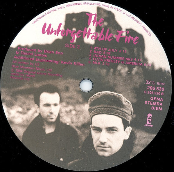 U2 : The Unforgettable Fire (LP, Album, RE)