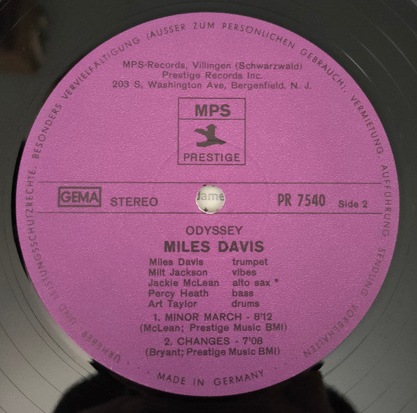 Miles Davis : Odyssey! (LP,Album,Reissue,Remastered,Stereo)