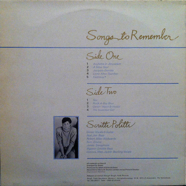 Scritti Politti : Songs To Remember (LP, Album)