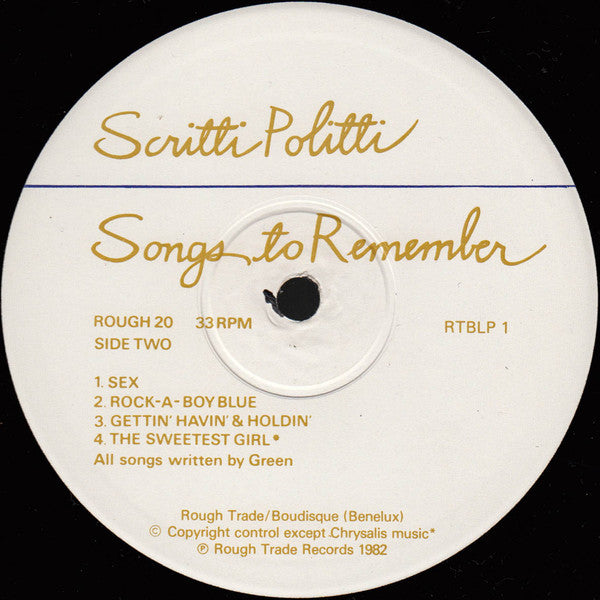 Scritti Politti : Songs To Remember (LP, Album)