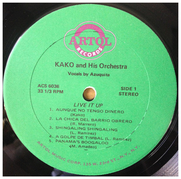 Kako & His Orchestra* Vocals By Azuquita* : Live It Up (LP, Album, RE)