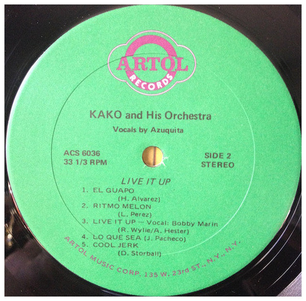Kako & His Orchestra* Vocals By Azuquita* : Live It Up (LP, Album, RE)