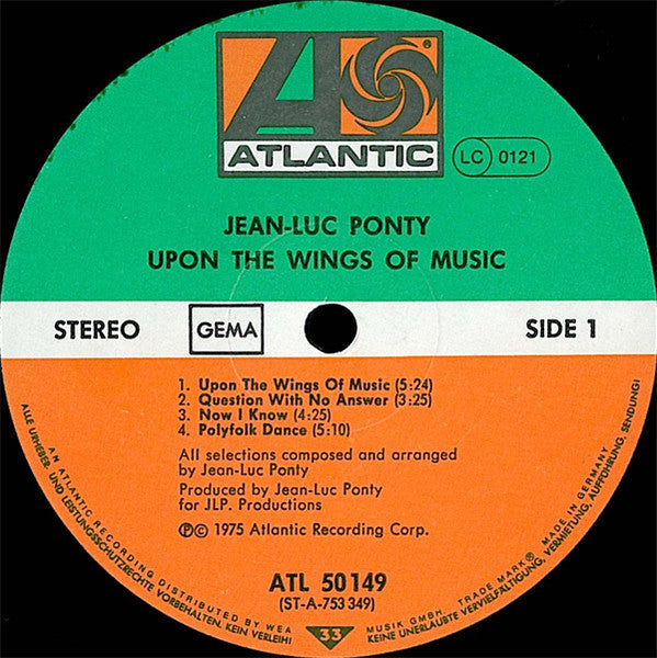 Jean-Luc Ponty : Upon The Wings Of Music (LP, Album, RP)