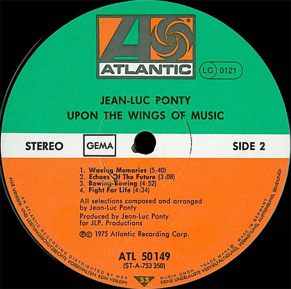 Jean-Luc Ponty : Upon The Wings Of Music (LP, Album, RP)