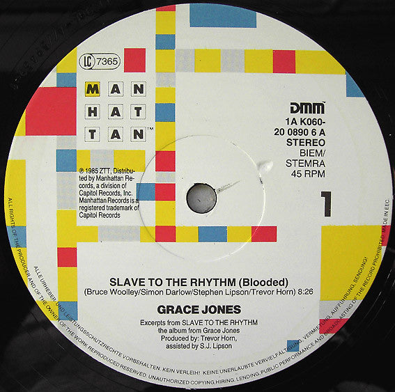Grace Jones : Slave To The Rhythm (12", DMM)