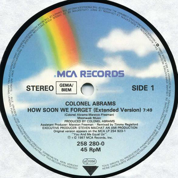 Colonel Abrams - How Soon We Forget (Extended Version) (12") - De Platen Aap – Vinylwinkel in Brielle & online webshop voor muziekliefhebbers