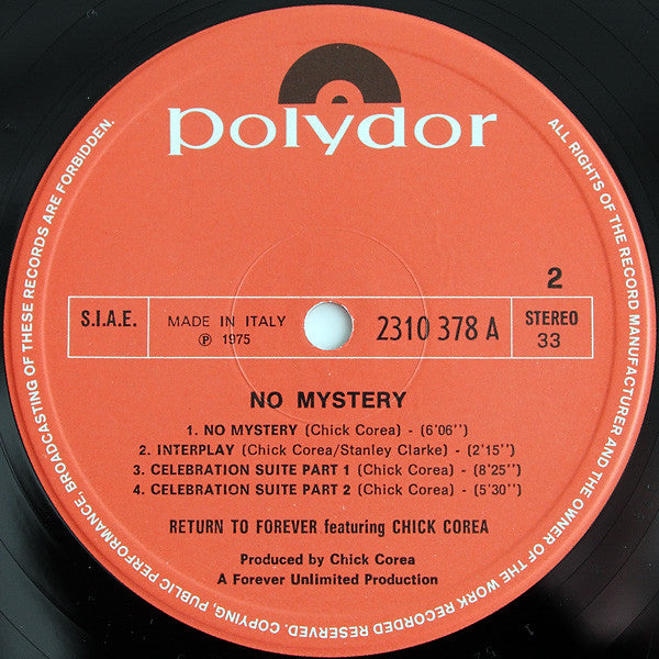 Return To Forever Featuring Chick Corea : No Mystery (LP, Album)