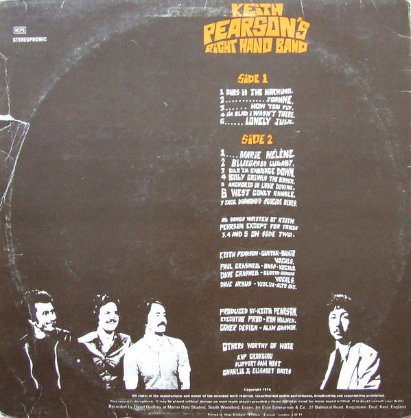 Keith Pearson : Keith Pearson's Right Hand Band  (LP, Album)