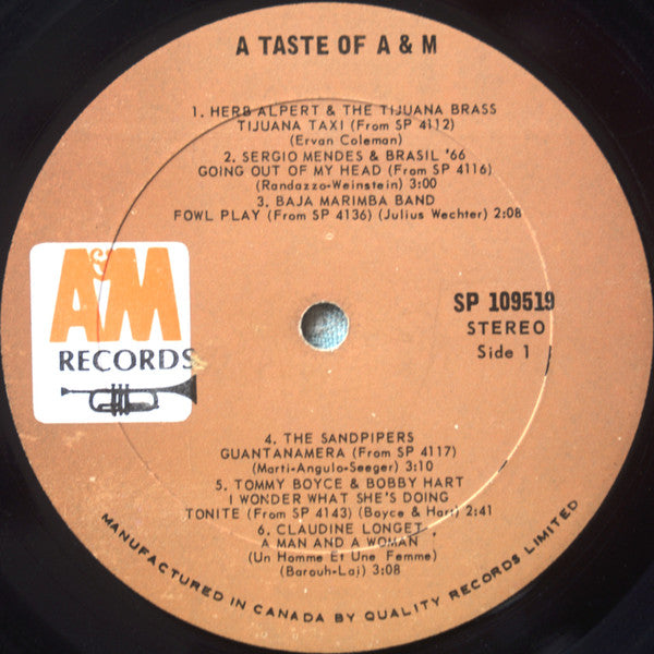 Various : A Taste Of A&M Records (LP, Comp, Smplr, Gat)