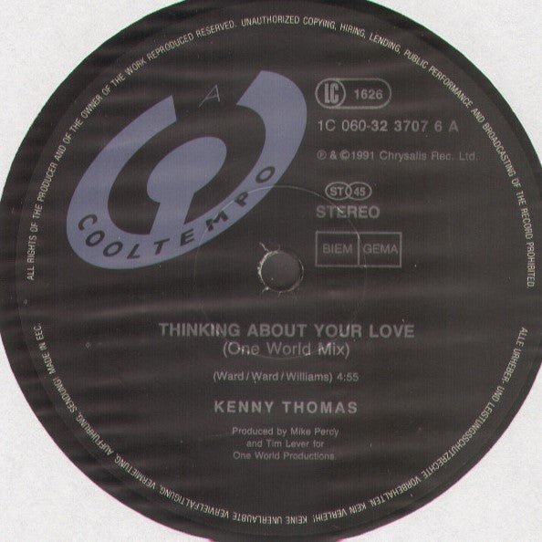 Kenny Thomas - Thinking About Your Love (12", Maxi) - De Platen Aap – Vinylwinkel in Brielle & online webshop voor muziekliefhebbers