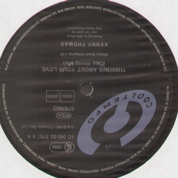 Kenny Thomas - Thinking About Your Love (12", Maxi) - De Platen Aap – Vinylwinkel in Brielle & online webshop voor muziekliefhebbers
