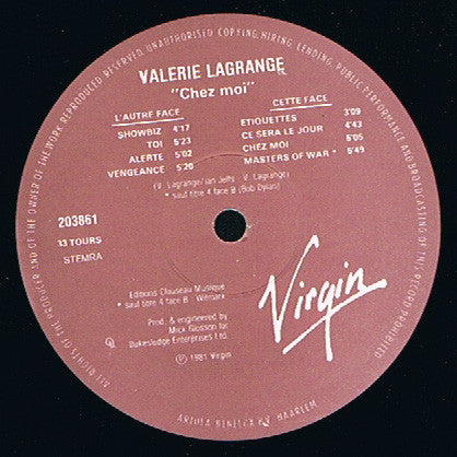 Valerie Lagrange* : Chez Moi (LP, Album)