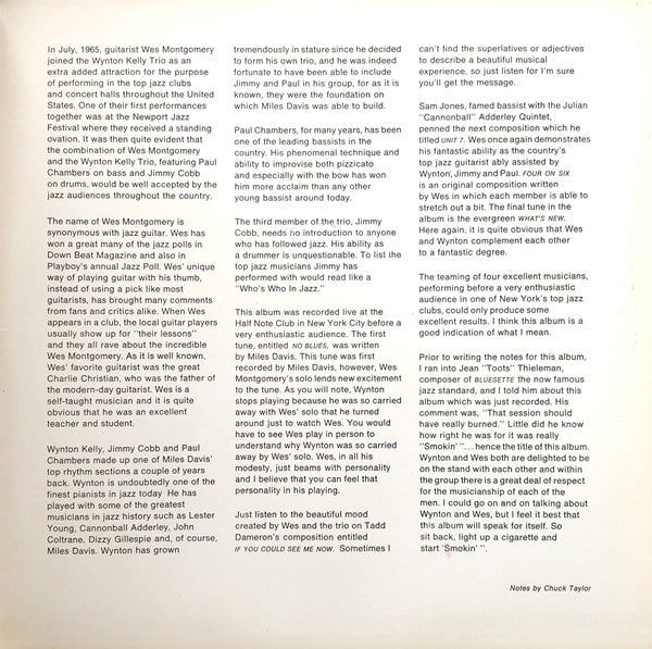 Wynton Kelly Trio / Wes Montgomery : Smokin' At The Half Note (LP, Album, RE, Gat)