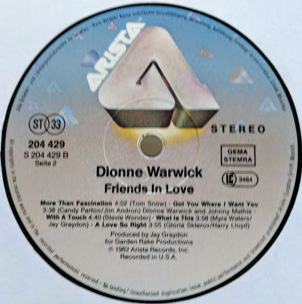 Dionne Warwick : Friends In Love (LP, Album)