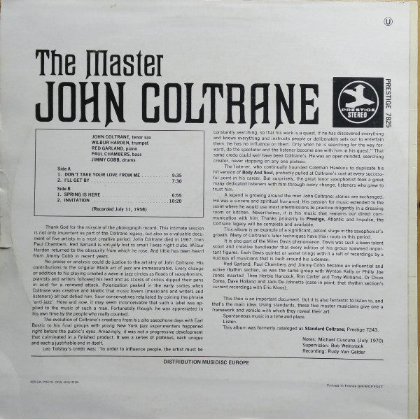 John Coltrane : The Master (LP, Album, RE, RM)