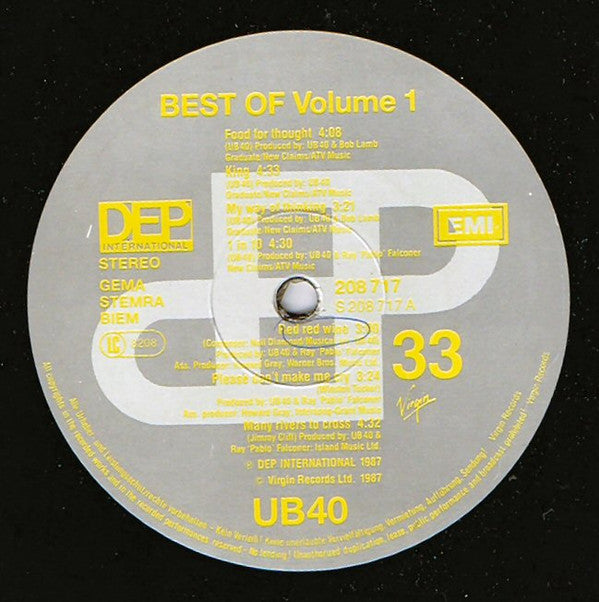 UB40 : The Best Of UB40 - Volume 1 (LP, Comp)