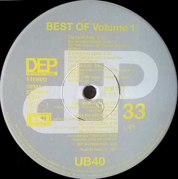 UB40 : The Best Of UB40 - Volume 1 (LP, Comp)