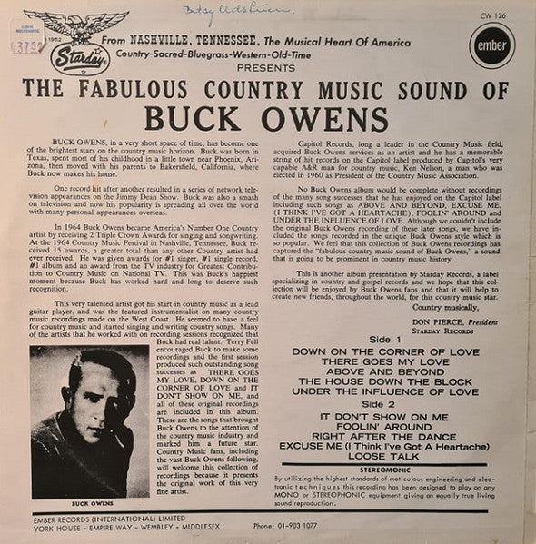 Buck Owens : The Fabulous Country Music Sound Of Buck Owens (LP, Album, RE)