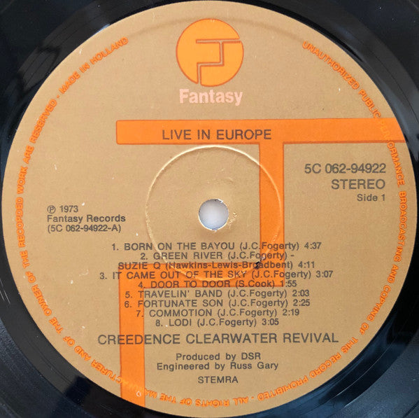 Creedence Clearwater Revival : Live In Europe (LP, Album)