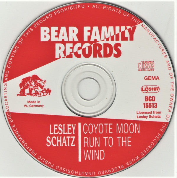 Lesley Schatz - Coyote Moon / Run To The Wind (CD, Comp) - De Platen Aap – Vinylwinkel in Brielle & online webshop voor muziekliefhebbers