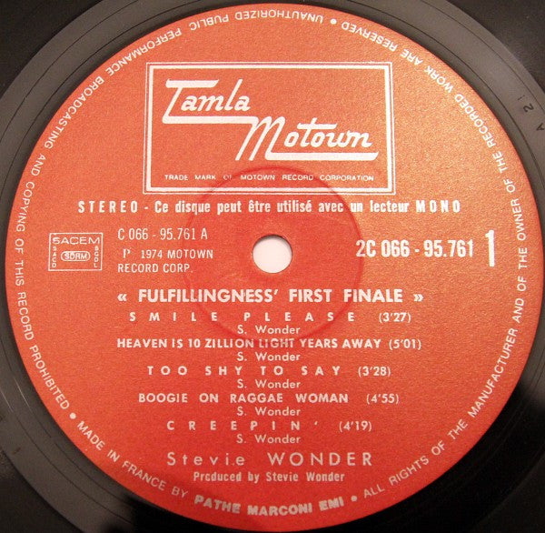 Stevie Wonder : Fulfillingness' First Finale (LP,Album,Stereo)