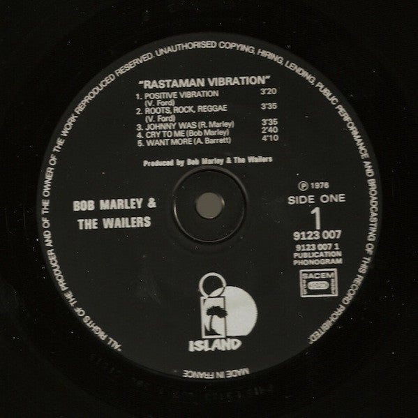Bob Marley & The Wailers : Rastaman Vibration (LP, Album, RE, Gat)