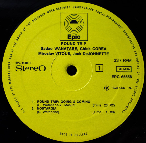 Sadao Watanabe : Round Trip (LP, Album, M/Print)