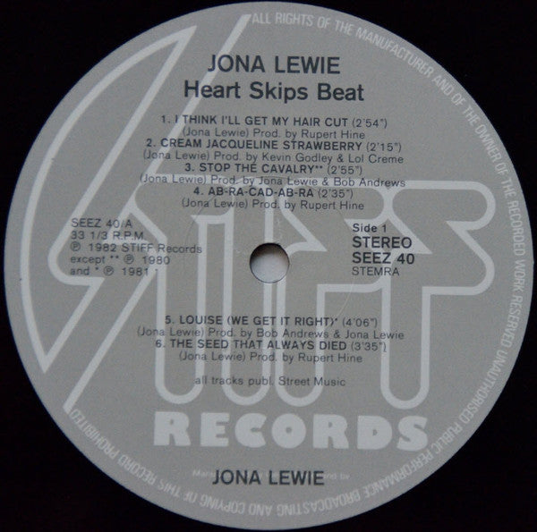 Jona Lewie : Heart Skips Beat  (LP, Album)