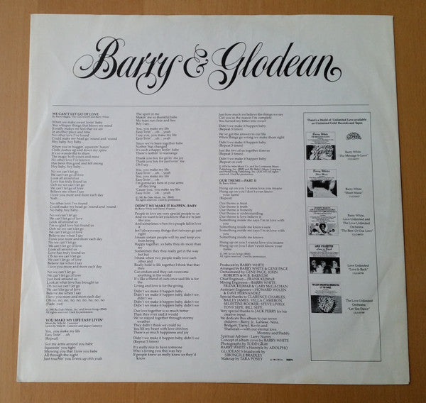 Barry White & Glodean White : Barry & Glodean (LP, Album)