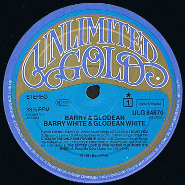 Barry White & Glodean White : Barry & Glodean (LP, Album)