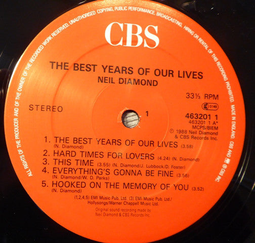 Neil Diamond : The Best Years Of Our Lives (LP, Album)