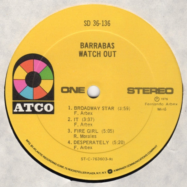 Barrabas : Watch Out (LP, Album, RI)