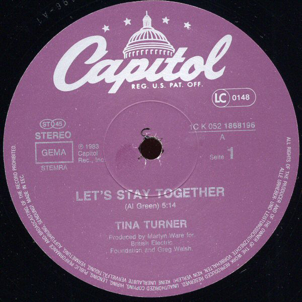Tina Turner : Let's Stay Together (12", Maxi)