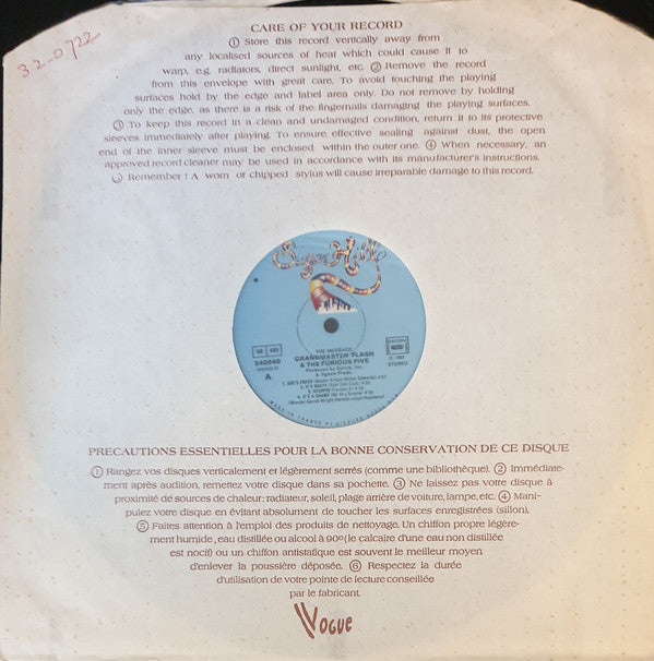 Grandmaster Flash & The Furious Five : The Message (LP, Album)