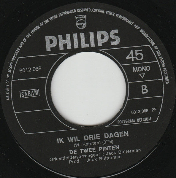 De Twee Pinten : Jij Bent M'n Boterbloem (7", Single, Mono)